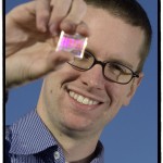 Kristian Buchwald with a fused silica transmission grating