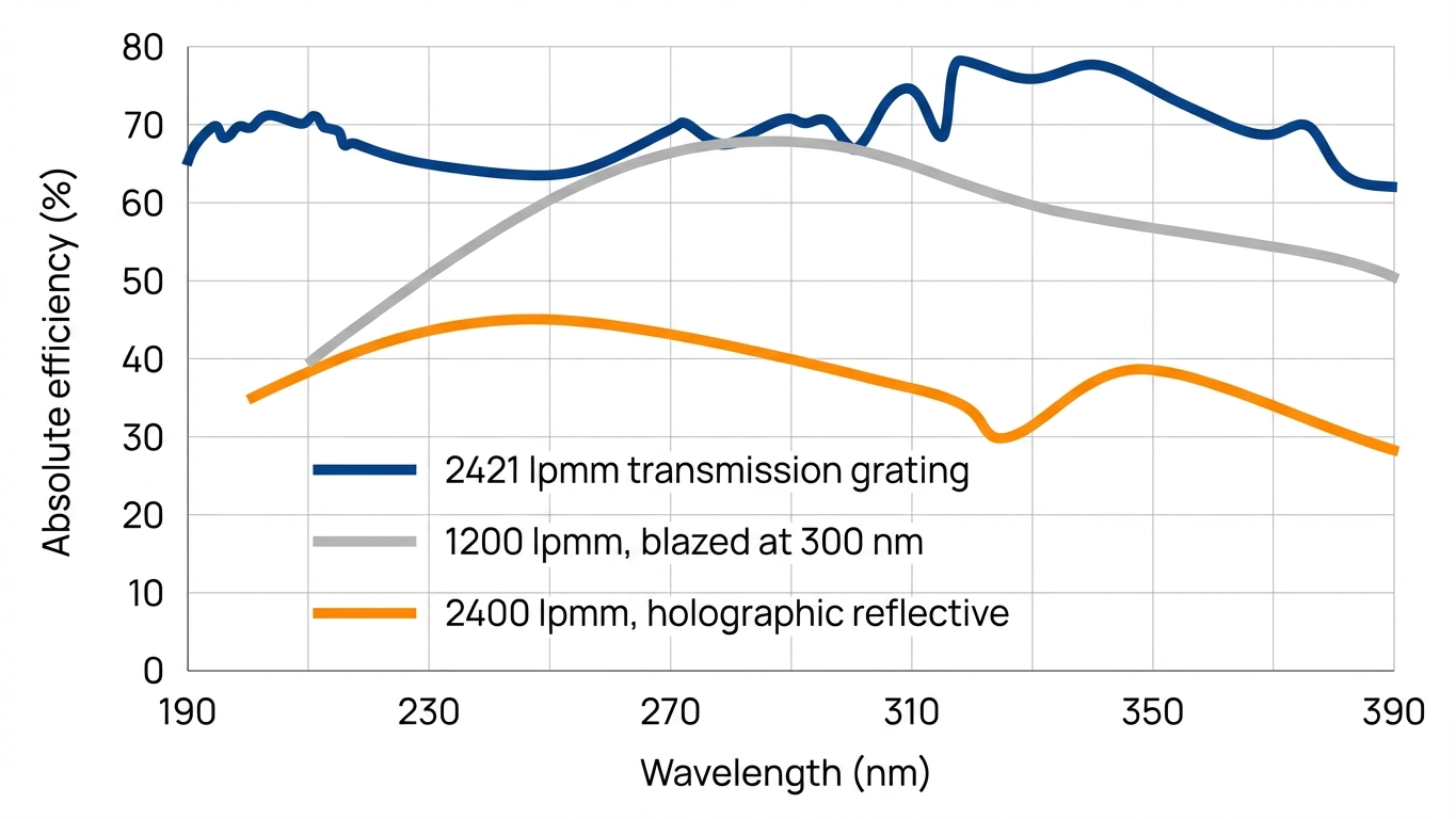 Benefits of transmission gratings for UV-VIS spectroscopy